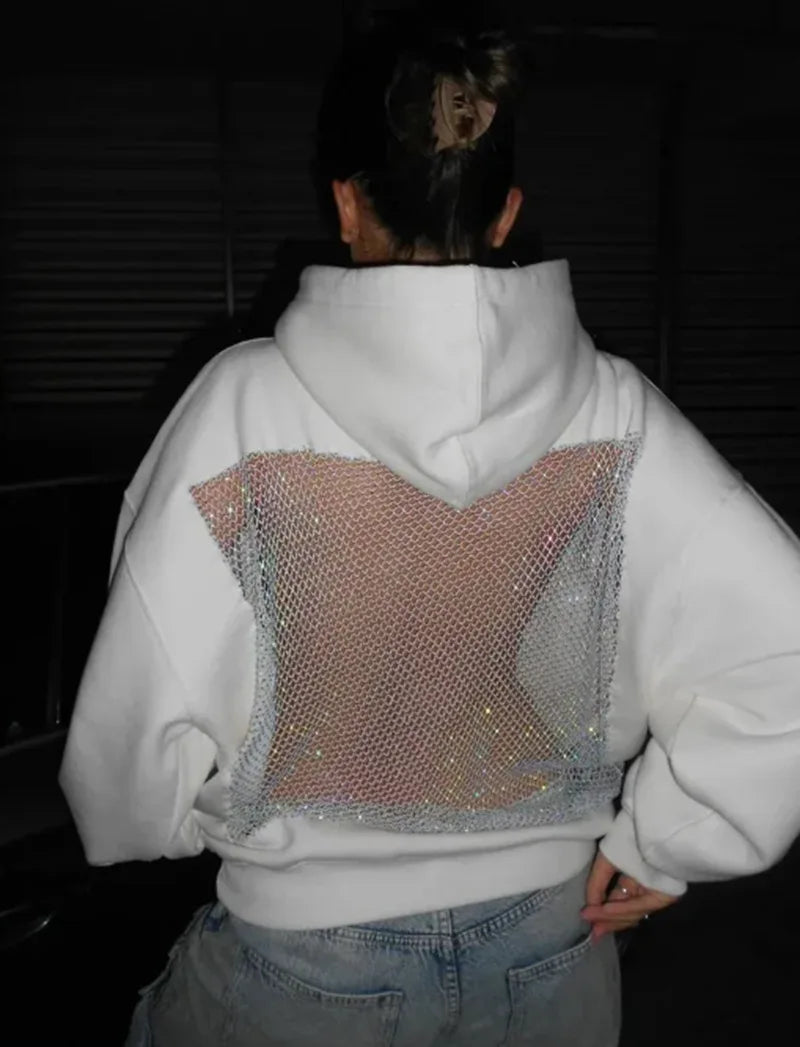 MeshGlow™ Hoodie – Women’s Open-Back Sheer Sweatshirt